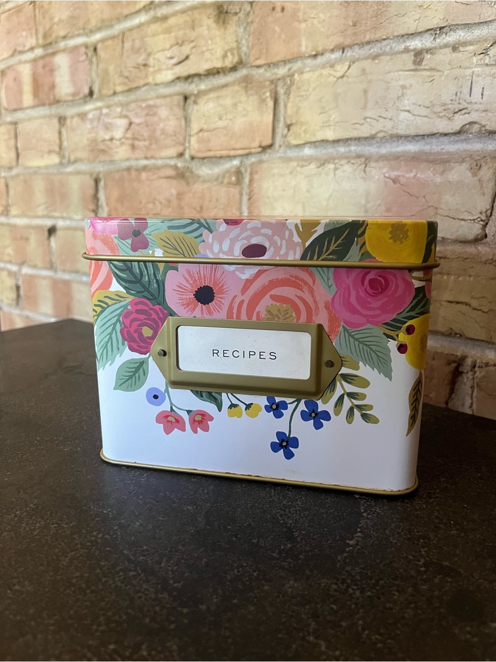 Rifle Paper Co. Floral Recipe Tin in Pink, Yellow, Blue